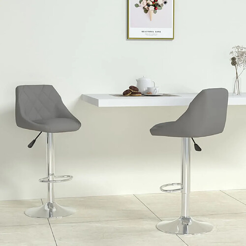 vidaXL Tabourets de bar lot de 2 gris similicuir