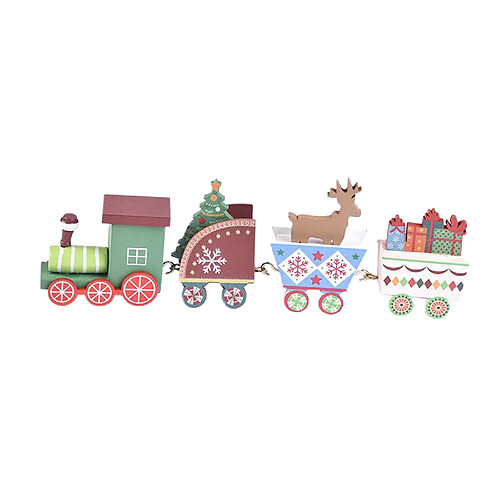 Lot De 4 Décorations De Train De Noël En Bois Mini Train Enfants Cadeaux Jouets Pour Fête Rouge