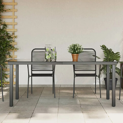 vidaXL Table de jardin Noir 190x90x74 cm Aluminium et verre