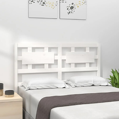 Maison Chic Tête de lit scandinave pour lit adulte,Meuble de chambre Blanc 125,5x4x100 cm Bois massif de pin -MN30840