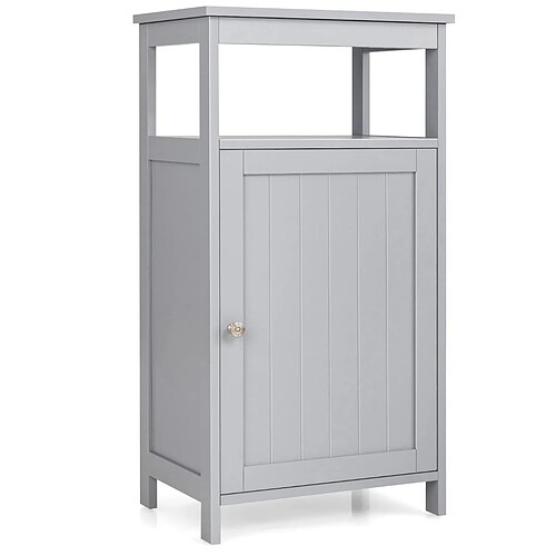 Helloshop26 Armoire de rangement de salle de bain meuble de rangement avec étagère ouverte et placard à porte 45 x 30 x 84 cm gris 20_0006128