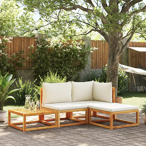 vidaXL Salon de jardin avec coussins 4 pcs bois d'acacia massif