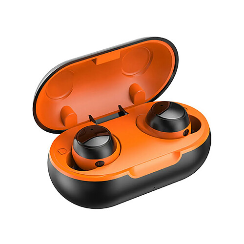 LUUCOZK Écouteurs intra-auriculaires sans fil TWS-22 Mini écouteurs Bluetooth 5.0 compatibles-Orange