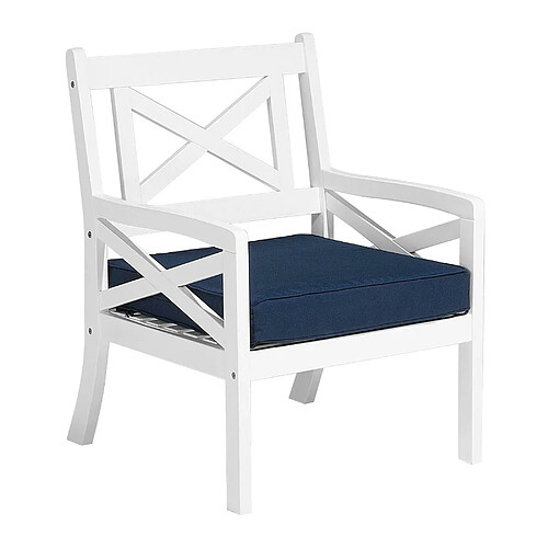 Beliani Chaise avec coussin Bois Bleu marine BALTIC