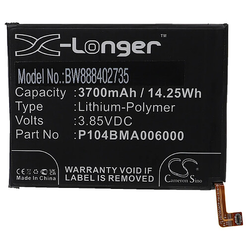 vhbw Batterie remplacement pour Nokia P104BMA006000 pour téléphone portable (3700mAh, 3,85V, Li-polymère)