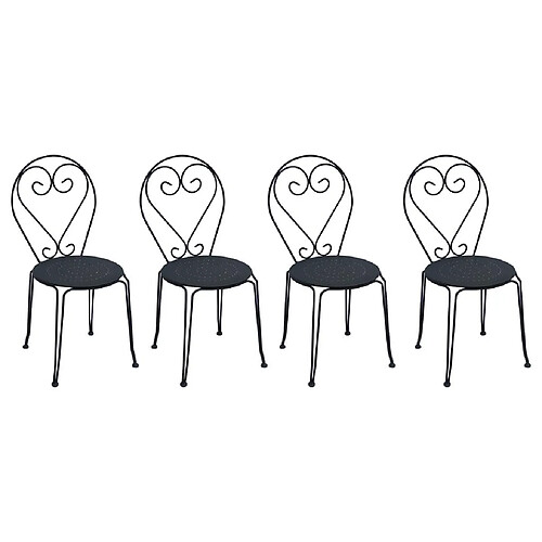 Vente-Unique Lot de 4 chaises de jardin empilables en métal façon fer forgé - anthracite - GUERMANTES de MYLIA