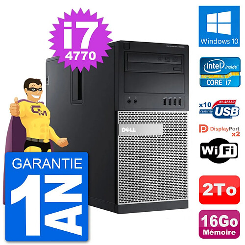 PC Tour Dell 9020 Intel Core i7-4770 RAM 16Go Disque Dur 2To Windows 10 Wifi · Occasion