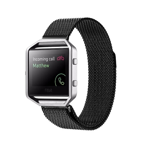 Wewoo Bracelet noir pour Fitbit Blaze Montre Boucle Fermoir Magnétique Acier Inoxydable