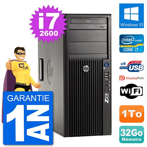 PC Tour HP Z210 Intel Core i7-2600 RAM 32Go Disque Dur 1To Windows 10 Wifi · Occasion