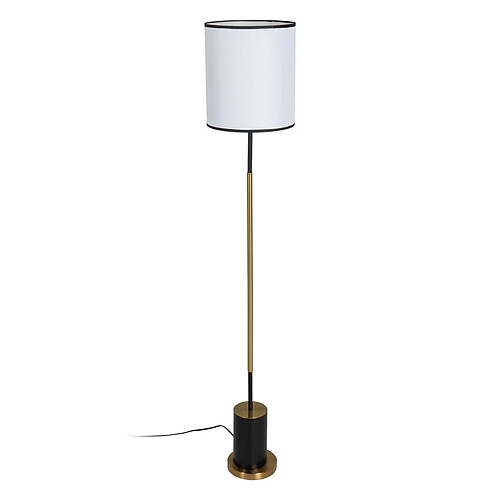 BigBuy Home Lampadaire Blanc Noir Doré Fer Tissu 40 W 28 x 28 x 157 cm