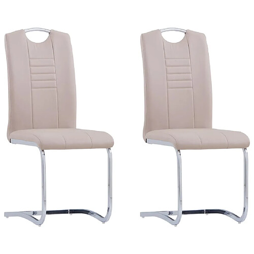 vidaXL Chaises à manger cantilever lot de 2 cappuccino similicuir