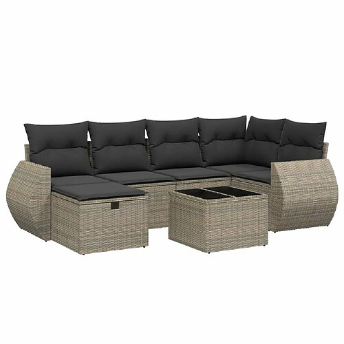 Maison Chic Salon de jardin avec coussins 7 pcs, Ensemble Tables et chaises de jardin, gris résine tressée -GKD408966