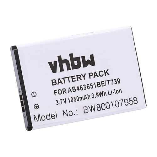 vhbw Li-Ion batterie 1050mAh (3.7V) pour téléphone smartphone Samsung A697 Sunburst, Blade, Chart, Chat 222, Chat 322, Chat 350, Emporio Armani