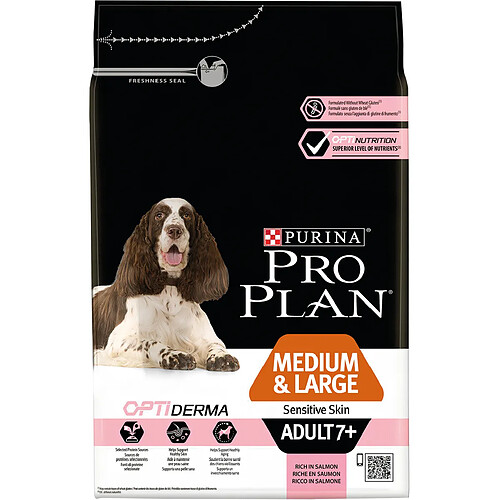 Proplan PRO PLAN 7+ Sensitive Skin Optiderma - Croquettes au saumon - Pour chien adulte - 14 kg