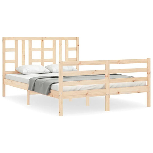 Maison Chic Cadre/structure de lit avec tête de lit pour adulte - Lit Moderne Chambre 140x190 cm bois massif -MN29599