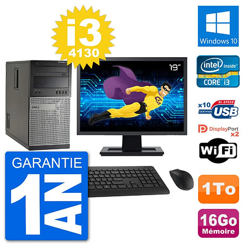 PC Tour Dell 7020 Ecran 19" Intel i3-4130 RAM 16Go Disque 1To Windows 10 Wifi · Occasion