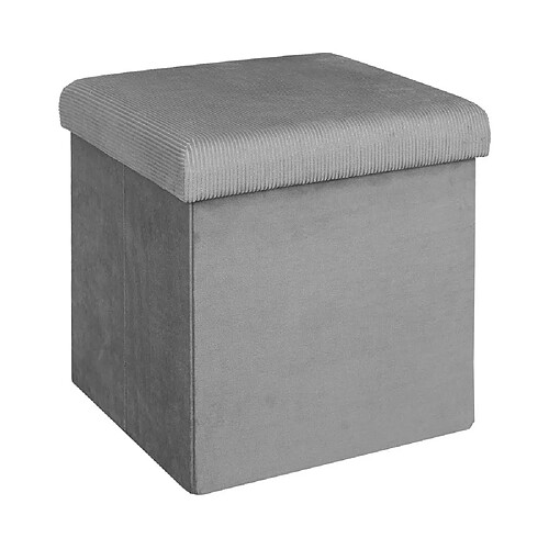 The Home Deco Factory Pouf coffre de rangement velours côtelé Giullia gris souris.