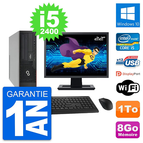 PC Fujitsu E910 DT Ecran 22" Intel i5-2400 RAM 8Go Disque 1To Windows 10 Wifi · Occasion