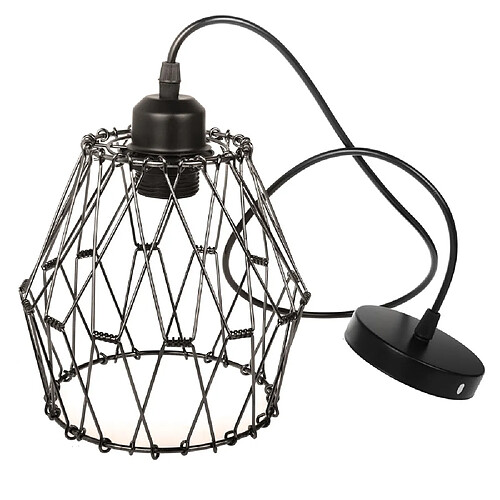 Stoex Suspension Luminaire Industrielle Vintage, Lustre forme de Cage 15x18cm Noir Cor