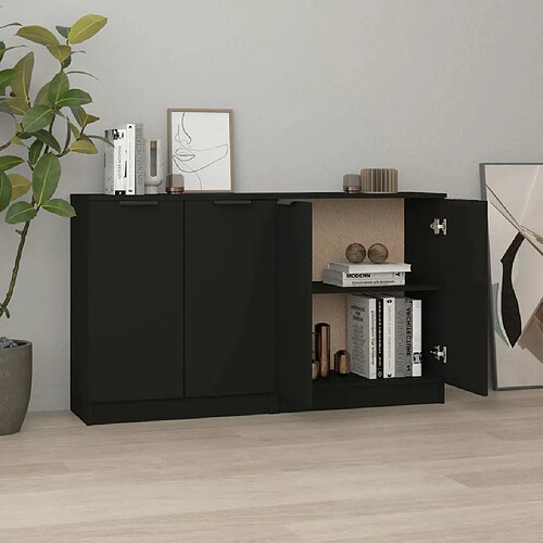 Maison Chic Ensemble de 2 Buffets,commode,console pour rangement Noir 60x30x70 cm Bois d'ingénierie -MN96801