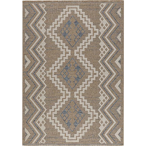 Jardindeco Tapis intérieur extérieur aspect jute bleu Tijuana 9054 180 x 67 cm.