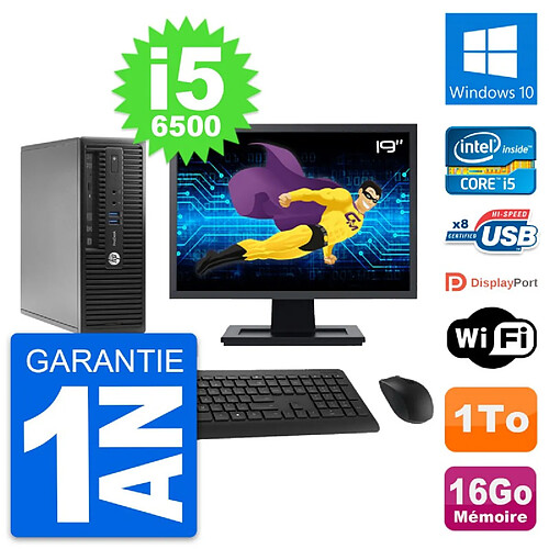 PC HP 400 G3 SFF Ecran 19" Intel i5-6500 RAM 16Go Disque 1To Windows 10 Wifi · Occasion