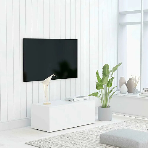 Maison Chic Meuble TV scandinave - Banc TV pour salon Blanc 80x34x30 cm Aggloméré -MN66879