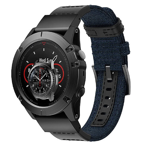 Wewoo Bracelet pour montre connectée en cuir et Garmin Fenix5x Plus Fenix3taille du 150 + 110 mm bleu