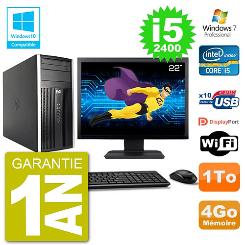 PC HP 6300 MT Ecran 22" Core i5-2400 RAM 4Go Disque 1To Graveur DVD Wifi W7 · Occasion