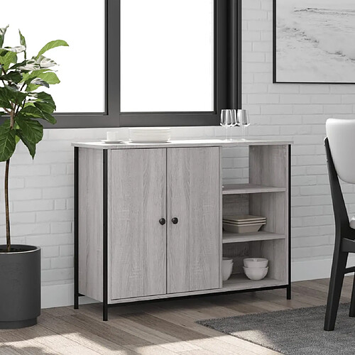 vidaXL Buffet sonoma gris 100x33x75 cm bois d'ingénierie