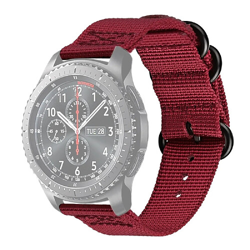 Wewoo Bracelet pour montre connectée Samsung Galaxy Watch Active Sangle Trois Anneaux En Nylon S3 18mm Vin Rouge