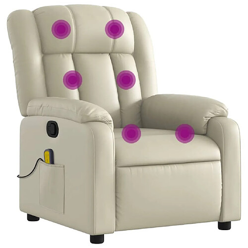 Maison Chic Fauteuil Relax pour salon, Fauteuil inclinable de massage Crème Similicuir -GKD52860