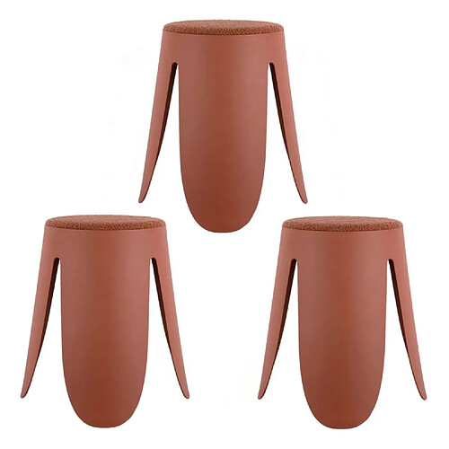 LEITMOTIV Lot de 3 tabourets Keystone - Terracotta