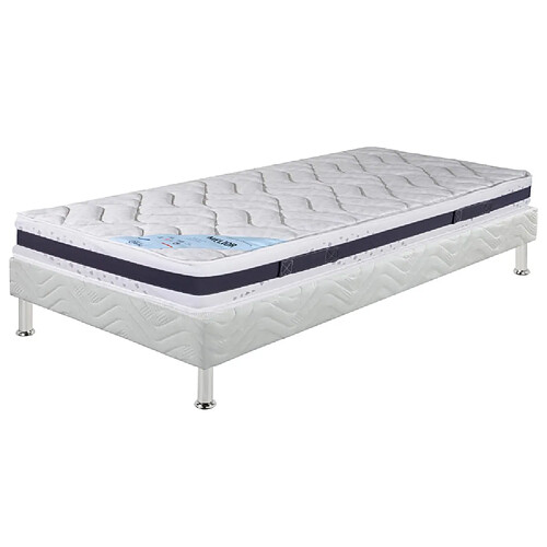 Ebac Matelas + sommier tapissier 80x190 Mousse - Melior - Soutien ferme - Blanc