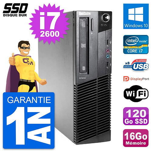 PC Lenovo ThinkCentre M81 SFF Intel i7-2600 RAM 16Go SSD 120Go Windows 10 Wifi · Occasion