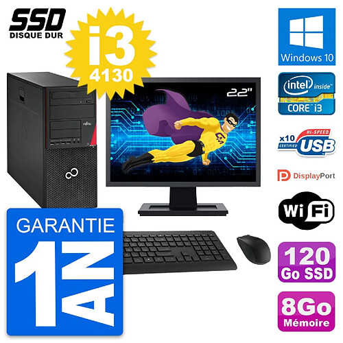 PC Tour Fujitsu P720 Ecran 22" Intel i3-4130 RAM 8Go SSD 120Go Windows 10 Wifi · Occasion