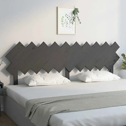 Maison Chic Tête de lit scandinave,Meuble de chambre Gris 196x3x80,5 cm Bois massif de pin -MN59117