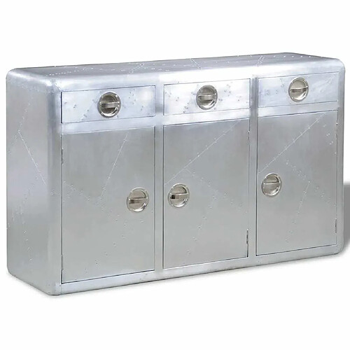 Maison Chic Buffet commode,console avec 3 tiroirs pour rangement Style vintage Aluminium -MN19127