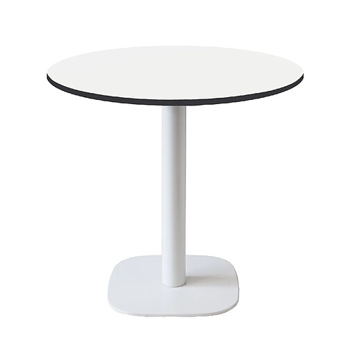 Restootab Table Ø70cm - modèle Round pied blanc blanc chants noir