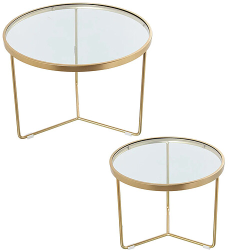 Jeu de 2 tables Alexandra House Living Doré Métal