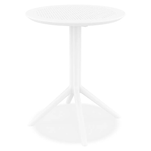 Alterego Table pliable ronde 'GIMLI' en matière plastique blanche - intérieur / extérieur - Ø 60 cm