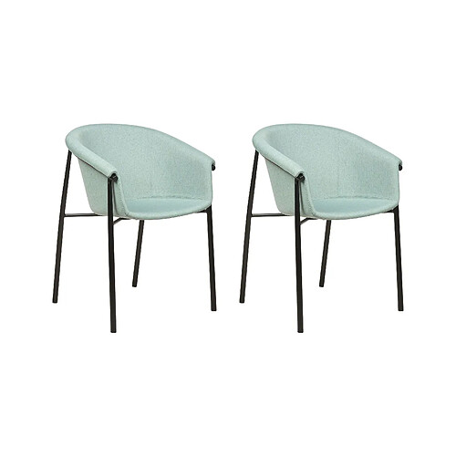 Beliani Chaise de salle à manger Set de 2 Tissu Vert menthe AMES