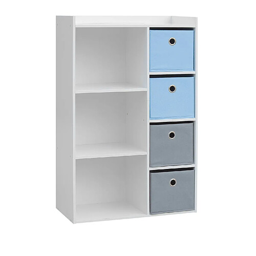 Urban Living Meuble de rangement enfant 3 Niches Boy - 62 x H. 96 cm - Bleu