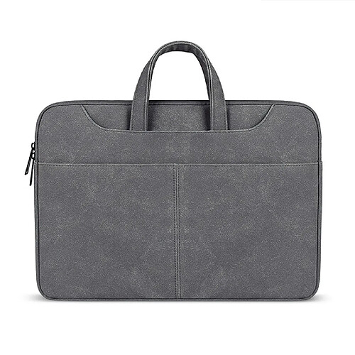 Wewoo Sacoche ST06S Étanche en cuir PU Zipper Caché Bandoulière Portable Sac à pour ordinateur de 15,6 poucesavec Magic Stick & Suitcase Belt Gris foncé