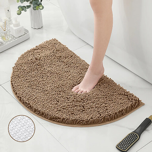 LUUCOZK Tapis de bain antidérapants absorbants à séchage rapide pour salle de bain - Cryptage épaiscarte-Demi-cercle 50X80CM