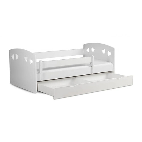 Lit Julia blanc sans tiroir, sans matelas 140/80