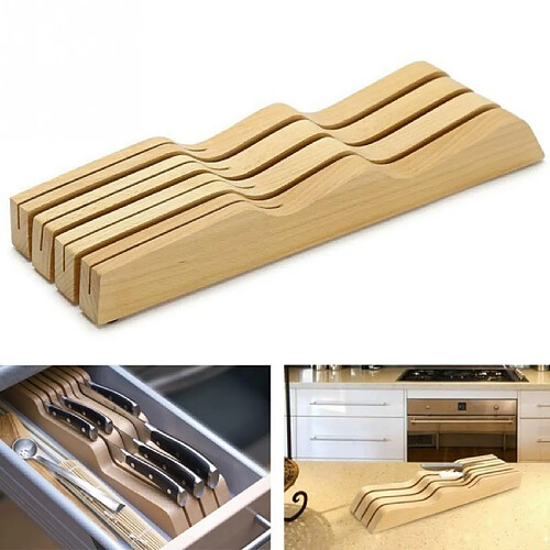 Wewoo Porte-couteau en bois massif Porte-ustensiles de cuisine horizontal Support de rangement pour outils hêtre