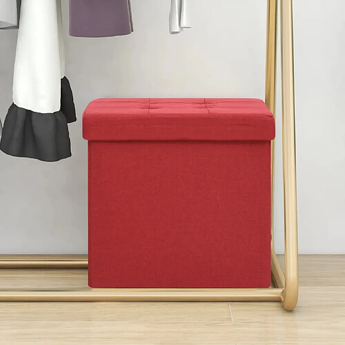 vidaXL Tabouret de rangement pliable Rouge bordeaux Faux lin