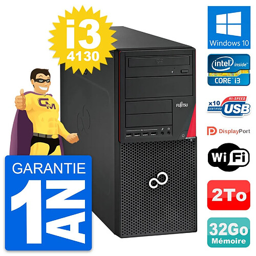 PC Tour Fujitsu Esprimo P720 Intel i3-4130 RAM 32Go Disque 2To Windows 10 Wifi · Occasion