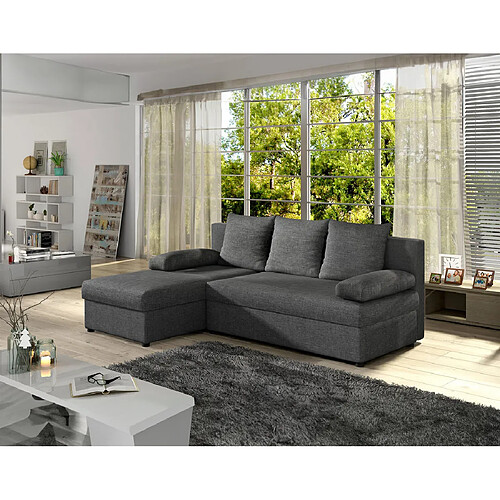 Bestmobilier Numancia - canapé d'angle réversible 4 places - convertible avec coffre - en tissu